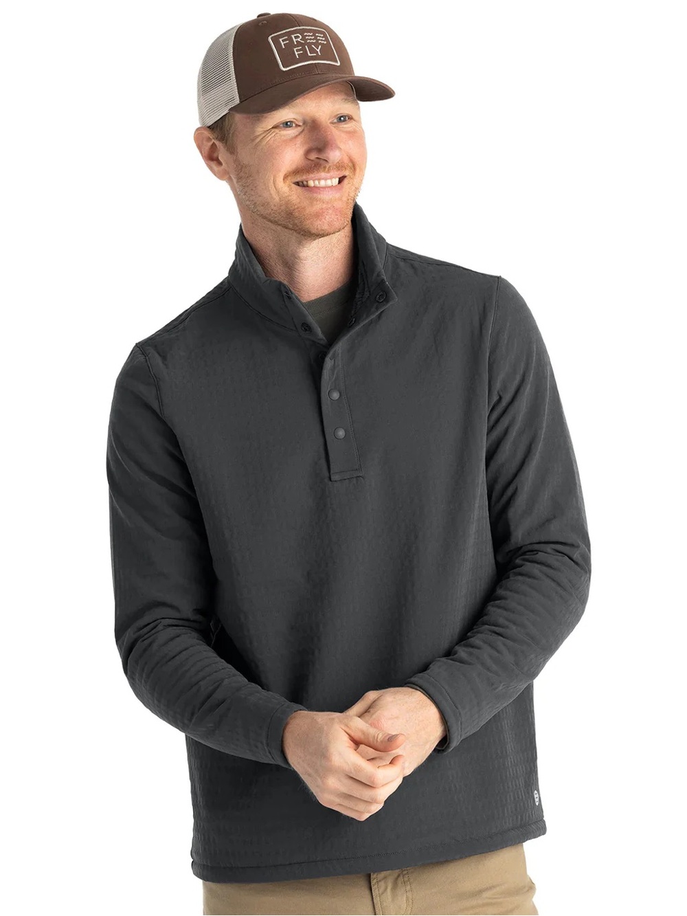 NWT Freefly Apparel Gridback Fleece Pullover Black Sand Gray Men’s Medium